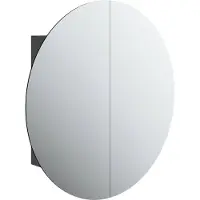 Syfax Armoire de salle de bain miroir rond et LED Noir 54x54x17,5 cm