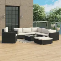 Prolenta Maison Exclusive - Salon de jardin 8 pièces avec coussins en polyrotin noir