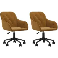Syfax Chaises pivotantes à manger lot de 2 Marron Velours