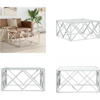vidaXL Table basse 80x80x40 cm acier inoxydable et verre - Table basse - Tables basses - Table d'appoint - Table de salon