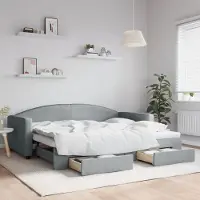 Prolenta Maison Exclusive - Canapé-lit convertible avec tiroirs, gris clair, 90 x 200 cm, tissu