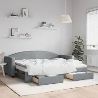 Prolenta Maison Exclusive - Canapé-lit convertible avec tiroirs, gris clair, 80 x 200 cm, tissu