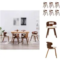 vidaXL Chaises de salle à manger 6 pcs. Crème Bois courbé et similicuir - Chaises de salle à manger