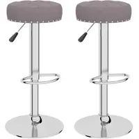 Syfax Tabourets de bar lot de 2 taupe tissu