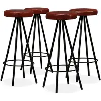 Prolenta Maison Exclusive - Lot de 4 tabourets de bar en cuir véritable