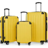 Hauptstadtkoffer - Spree - Set de valises 3 pièces Valises à coque rigide Valises de voyage avec extension Set trolley, TSA, 4 roulettes, S M & L, jaune