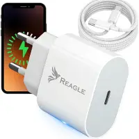 Reagle Chargeur Rapide 35W Usb-C + Cable 1M Cube Pour Iphone 15 Pro Max Galaxy S