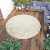Tapiso Tapis Rond Outdoor Indoor Salon Chambre Design Moderne Terrasse Balcon Crème 160 x 160 cm