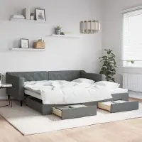 Prolenta Maison Exclusive - Lit de jour convertible avec tiroirs, gris foncé, 100 x 200 cm, tissu