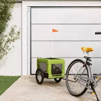 Prolenta Remorque de vélo exclusive - Pour chiens, couleurs vert et noir. Fabriquée en tissu Oxford et en fer