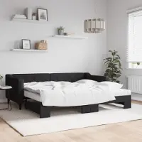 Prolenta Maison Exclusive - Canapé-lit convertible avec matelas noir 90 x 200 cm en tissu