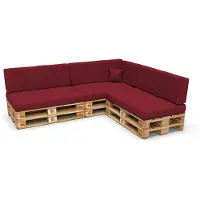 Pokar Coussins de palette Coussins de palette avec housse amovible Canapé de palette, Taille:Set de 8, Couleur:Rouge foncé