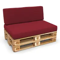 Pokar Coussin pour palette Coussins de palette avec housse amovible Canapé de palette, Taille:Set coussin d'assise 120x80 + coussin de dossier 120x40, Couleur:Rouge foncé