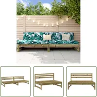 The Living Store Canapés centraux de jardin 2 pcs. 120x80 cm pin imprégné