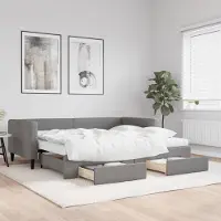 Prolenta Maison Exclusive - Canapé-lit convertible avec tiroirs, gris foncé, 90 x 200 cm, tissu
