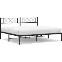 Syfax Cadre de lit métal sans matelas et tête de lit noir 180x200 cm