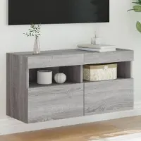 Prolenta Maison Exclusive - Meuble TV avec éclairage LED, gris Sonoma, 80 x 30 x 40 cm