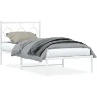 Prolenta Maison Exclusive - Sommier avec tête de lit en métal blanc 90x200 cm