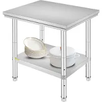 StarTech.com Table de travail en inox 760 x 600 x 70 mm - Table de cuisine multifonctionnelle pour les repas, la couture, le bricolage - Table de travail de garage.