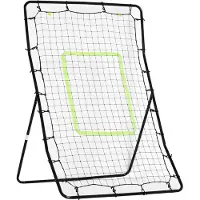 HOMCOM Filet de rebond de football 90L x 80l x 140H cm cible et sardines de fixation fournies noir vert