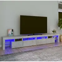 Prolenta Maison Exclusive - Meuble TV avec éclairage LED gris béton 260x36,5x40 cm