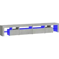 Syfax Meuble TV avec lumières LED Gris béton 260x36,5x40 cm