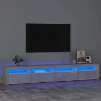 Prolenta Maison Exclusive - Meuble TV avec lumières LED Gris béton 240x35x40 cm