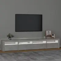 Prolenta Maison Exclusive - Meuble TV avec lumières LED Gris béton 240x35x40 cm