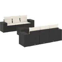 Sonstiges Salon de jardin 7 pcs avec coussins noir résine tressée