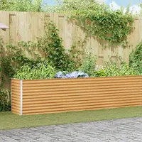 Prolenta Maison Exclusive - Jardinière surélevée, couleur marron clair, 582 x 50 x 68 cm, en acier galvanisé