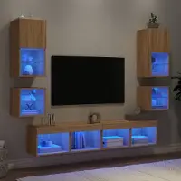 Prolenta Maison Exclusive - Ensemble de salon 8 pièces avec LED en bois composite chêne sonoma