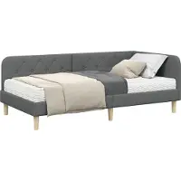 Syfax Cadre de lit d'angle Gris foncé 100 x 200 cm tissu