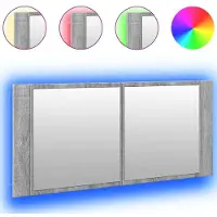 Syfax Armoire à miroir à LED de bain gris sonoma 100x12x45 cm