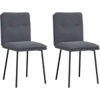 Syfax Chaises à manger lot de 2 Gris foncé Velours