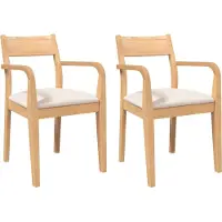 Syfax Chaises à manger coussins 2 pcs naturel bois massif caoutchouc