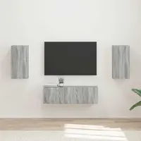 Prolenta Ensemble de 4 étagères murales pour télévision, finition bois imitation chêne Sonoma, matériau composite