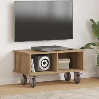 Prolenta Meuble TV exclusif - Dimensions : 68,5 x 35 x 35 cm. Fabriqué en bois composite imitation chêne artisanal