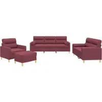 vidaXL Ensemble de canapés 4 pièces avec coussins vin rouge Tissu