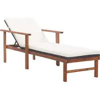Syfax Chaise longue et coussin Résine tressée et bois d'acacia Noir