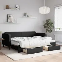 Prolenta Maison Exclusive - Lit de jour convertible avec tiroirs, noir, 80 x 200 cm, tissu