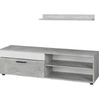 Vicco Lowboard & étagère Berno Béton/blanc avec 1 rabat, Model 55459