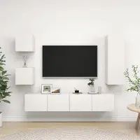 Prolenta Maison Exclusive - Ensemble de meubles TV 5 pcs Blanc Bois d'ingénierie