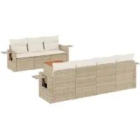 Sonstiges ensemble de 8 canapés de jardin avec coussins Beige Poly Rattan