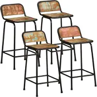 Prolenta Maison Exclusive - Ensemble de 4 tabourets de bar, dimensions 46x35,5x80 cm, en bois massif, finition bois vieilli
