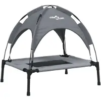 Syfax Lit pour chien avec auvent anthracite tissu Oxford et acier