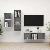 Prolenta Maison Exclusive - Ensemble de meuble TV 3 pcs Gris béton Bois d'ingénierie