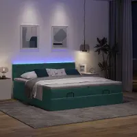 vidaXL Lit ottoman de style élégant avec matelas vert foncé 160x200 cm velours - Lits classiques CHY7734981
