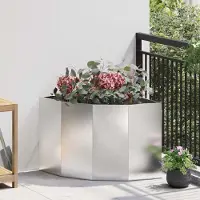 Prolenta Maison Exclusive - Jardinière d'angle argentée 60 x 60 x 50 cm en acier inoxydable