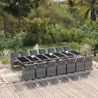 Prolenta Maison Exclusive - Ensemble de salle à manger de jardin 15 pièces avec coussins en polyrotin gris