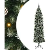 Syfax Arbre de Noël artificiel slim avec 300 LED Vert et blanc 180 cm
